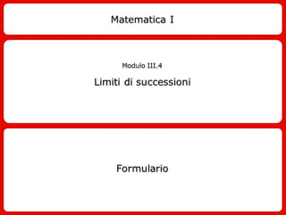 Formulario Limiti di Successioni - Mat1 III4