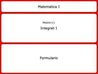 Formulario Integrali I - Mat1 V1