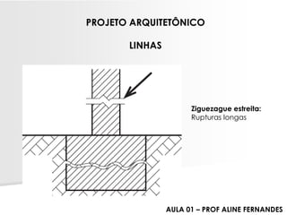 PROJETO ARQUITETÔNICO 
LINHAS 
Ziguezague estreita: Rupturas longasAULA 01 –PROF ALINE FERNANDES  
