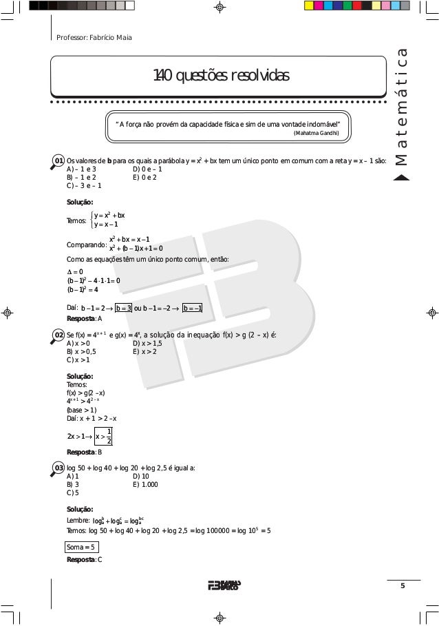 Matematica 140 Questoes Resolvidas