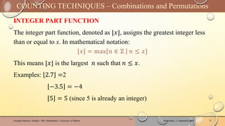 Integrer Part In Math MAT212 - Counting Techniques | Discrete Mathematics With Applications | PDF