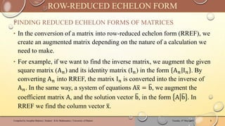 Finding Rref Of Matrix Examples MAT222 - INTRODUCTION TO LINEAR ALGEBRA WITH APPLICATIONS | ROW-REDUCED ...