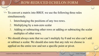MAT222 - INTRODUCTION TO LINEAR ALGEBRA WITH APPLICATIONS | ROW-REDUCED ...