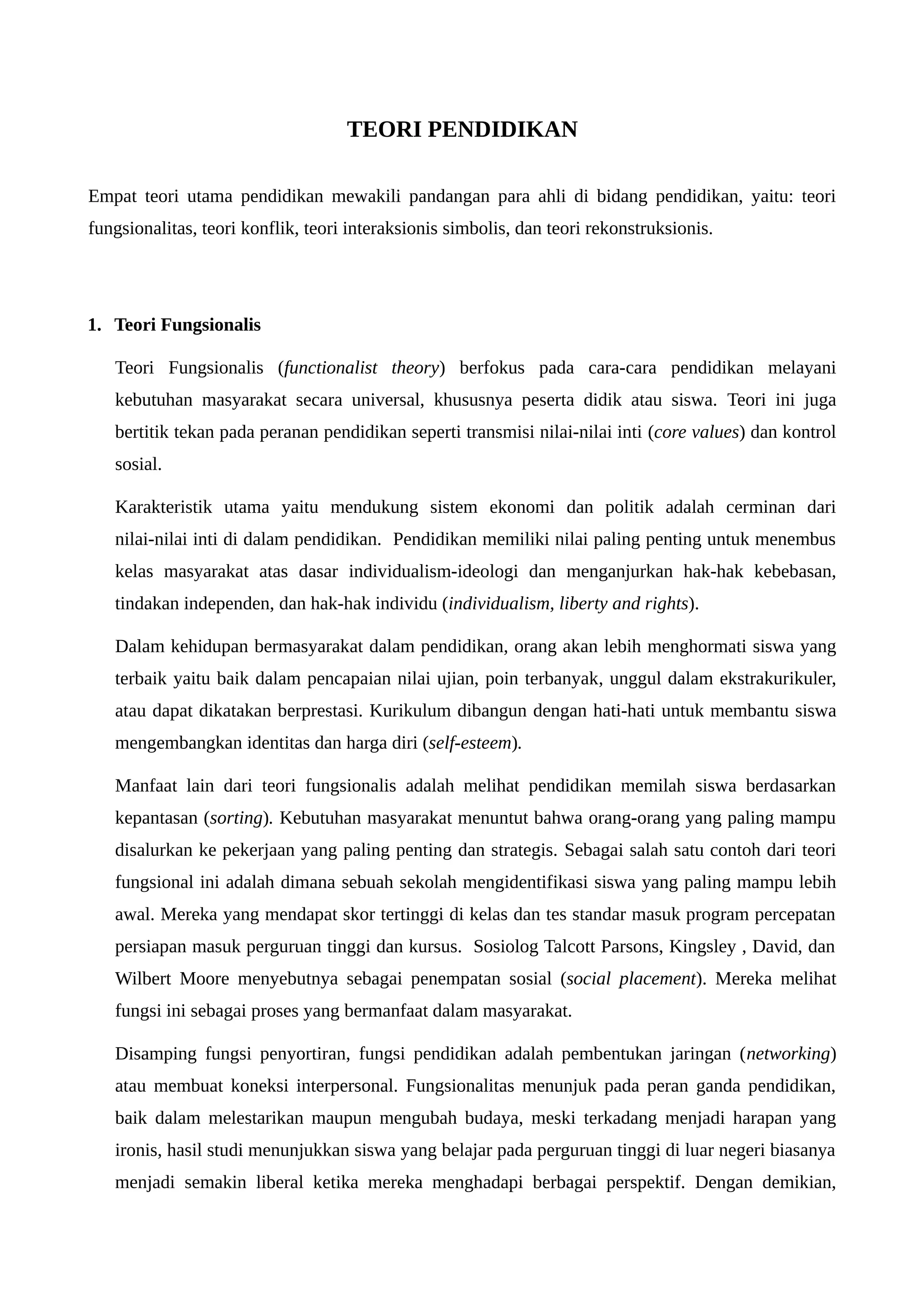 Teori Pendidikan PDF Teori pendidikan pdf