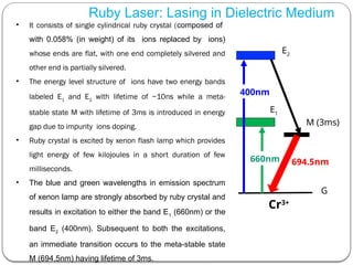 Ruby Lasing Medium MAT8- OPTICAL PROPERTIES.pptx physics of materials | PPTX
