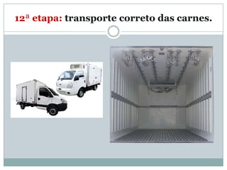 12ª etapa: transporte correto das carnes.
 