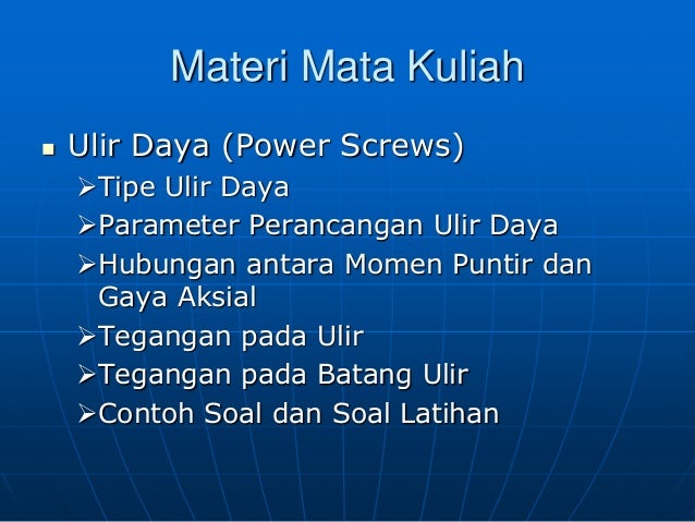 Mata kuliah elemen mesin