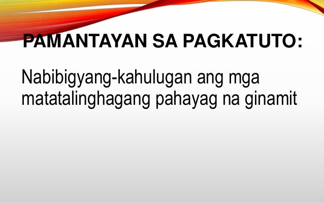 Filipino 8 Matalinghagang Pahayag