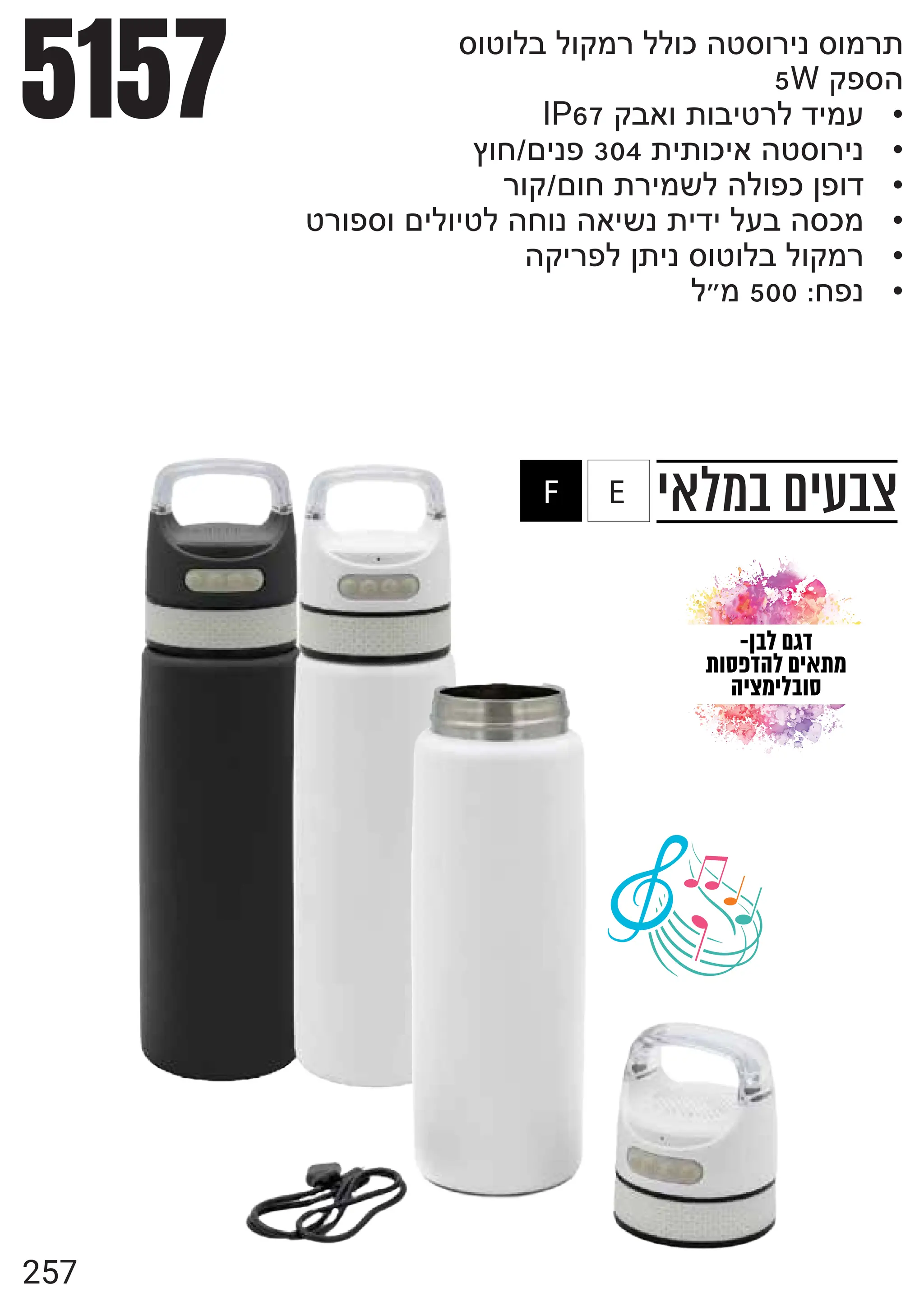 rfifmbmfxoymmfleirfyjqrfoy{
5Wxure
•
IP67xbaf{fbjiymdjos
•
vfhnjqu304{j{fljaeirfyjq
•
yfxnfh{yjozmemfulpufd
•
iyfurfnjmfjimehfqeajzq{jdjmsberlo
•
exjyump{jqrfifmbmfxoy
•
m€o500huq
RDO†PEF
]HTWFGO†PLC]Q
GLYQLODHT
‫במלאי‬ ‫צבעים‬
5157
A
E
F
257
 