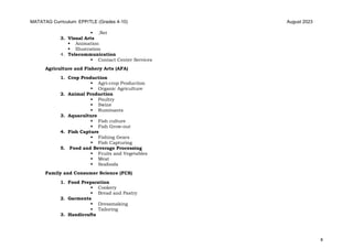 MATATAG K to 10 Curriculum: EPP/TLE Overview for Grades 4-10 | PDF
