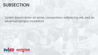 Lorem ipsum dolor sit amet, consectetur adipiscing elit, sed do
eiusmod tempor incididunt
SUBSECTION
 