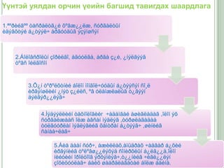 Үүнтэй уялдан орчин үеийн багшид тавигдах шаардлага

1.ªºðèéãºº òàñðàëòã¿é õºãæ¿¿ëæ, ñóðãàëòûí
èäýâõòýé á¿òýýë÷ àðãóóäûã ýçýìøñýí



    2.Áîëîâñðîëûí çîðèëãî, àãóóëãà, àðãà ç¿é, ¿íýëãýýã
    òºãñ îéëãîñîí



        3.Õ¿í òºðºëõòíèé áîëîí ìîíãîë÷óóäûí á¿òýýñýí ñî¸ë
        èðãýíøëèéí ¿íýò ç¿éëñ, ºâ óëàìæëаëûã ò¿ãýýí
        äýëãýð¿¿ëýã÷


             4.Ìýäýýëëèéí òåõíîëîãèéг ÷àäàìãàé àøèãëàäàã ,îëîí ýõ
             ñóðâàëæààñ îëæ àâñàí ìýäëýã ,òóðøëàãàäàà
             òóëãóóðëàí ìýäëýãèéã õàìòðàí á¿òýýã÷ ,øèíèéã
             ñàíàà÷ëàã÷

                  5.Áèå äààí ñóð÷, àæèëëàõ,àìüäðàõ ÷àäâàð á¿õèé
                  èðãýíèéã òºëºâø¿¿ëýõýä ñîíèðõëûí á¿ëã¿¿ä,îëîí
                  íèéòèéí îðîëöîîã ýðõýìëýã÷,ò¿¿íèéã ÷èãë¿¿ëýí
                  çîõèöóóëàã÷ áàéõ øààðäëàãàòàé áîëæ áàéíà.
 