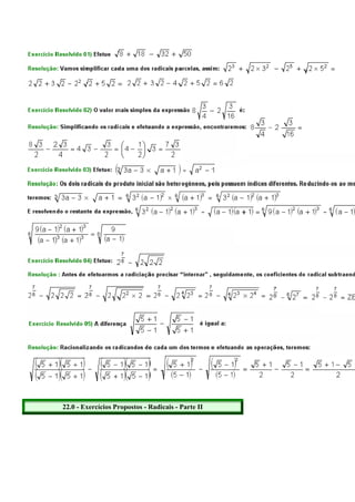 22.0 - Exercícios Propostos - Radicais - Parte II
 