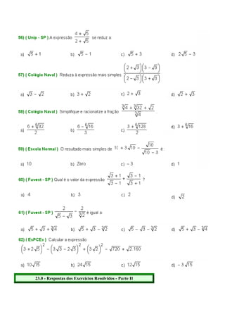 23.0 - Respostas dos Exercícios Resolvidos - Parte II
 