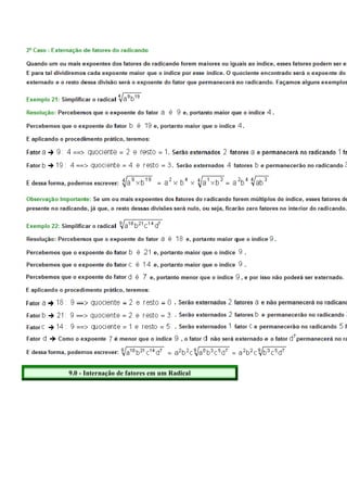 9.0 - Internação de fatores em um Radical
 