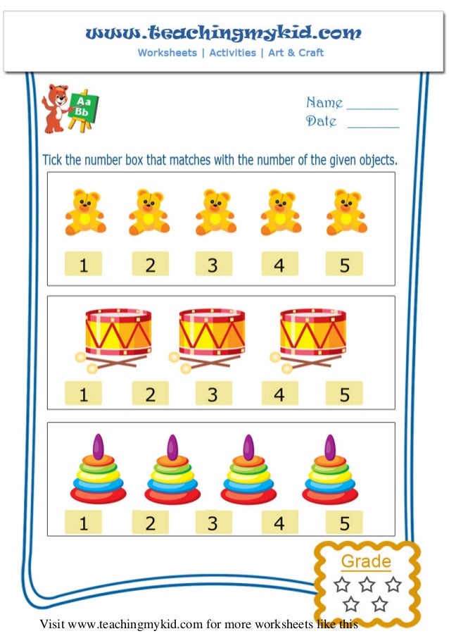 With numbers 1 10 math worksheets kindergarten