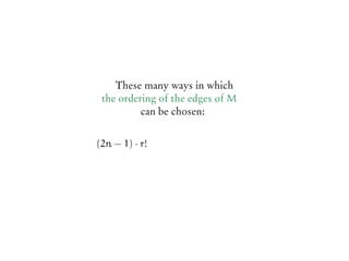 These many ways in which
the ordering of the edges of M
can be chosen:
(2n − 1) · r!
 
