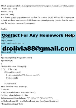 (Match grouping symbols) A Java program contains various pairs of gr.pdf