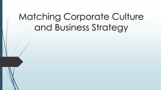 Matching Corporate Culture
and Business Strategy
 