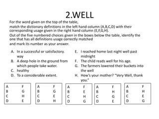 Matching Dictionary Matching definitions | PPTX