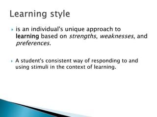 Matching Environment to Learning Style | PPTX