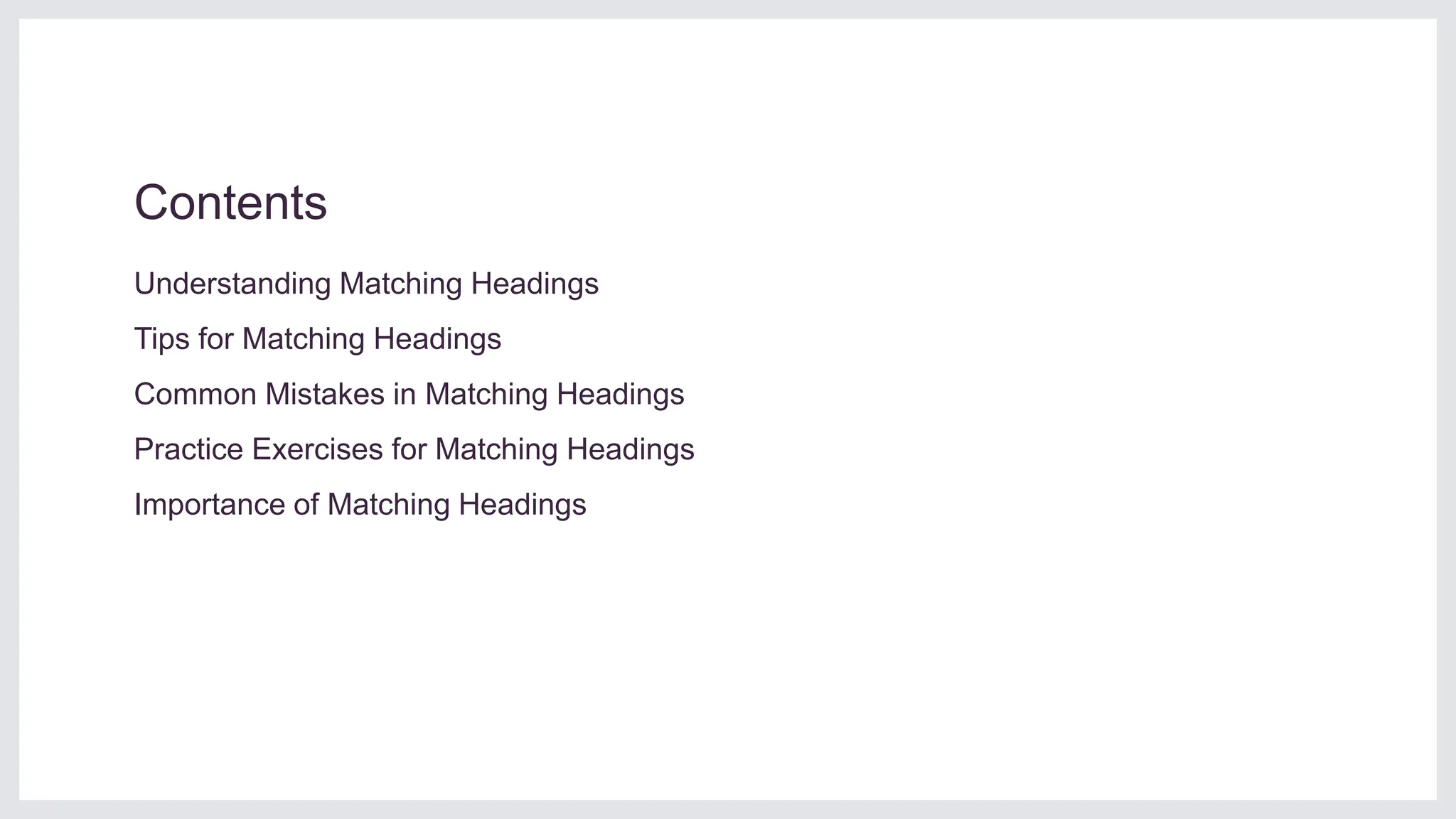 Matching heading.pptxggguuytyuuuuuy6uyyy | PPT