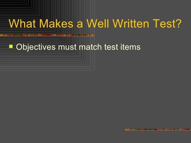 Matching items to objectives