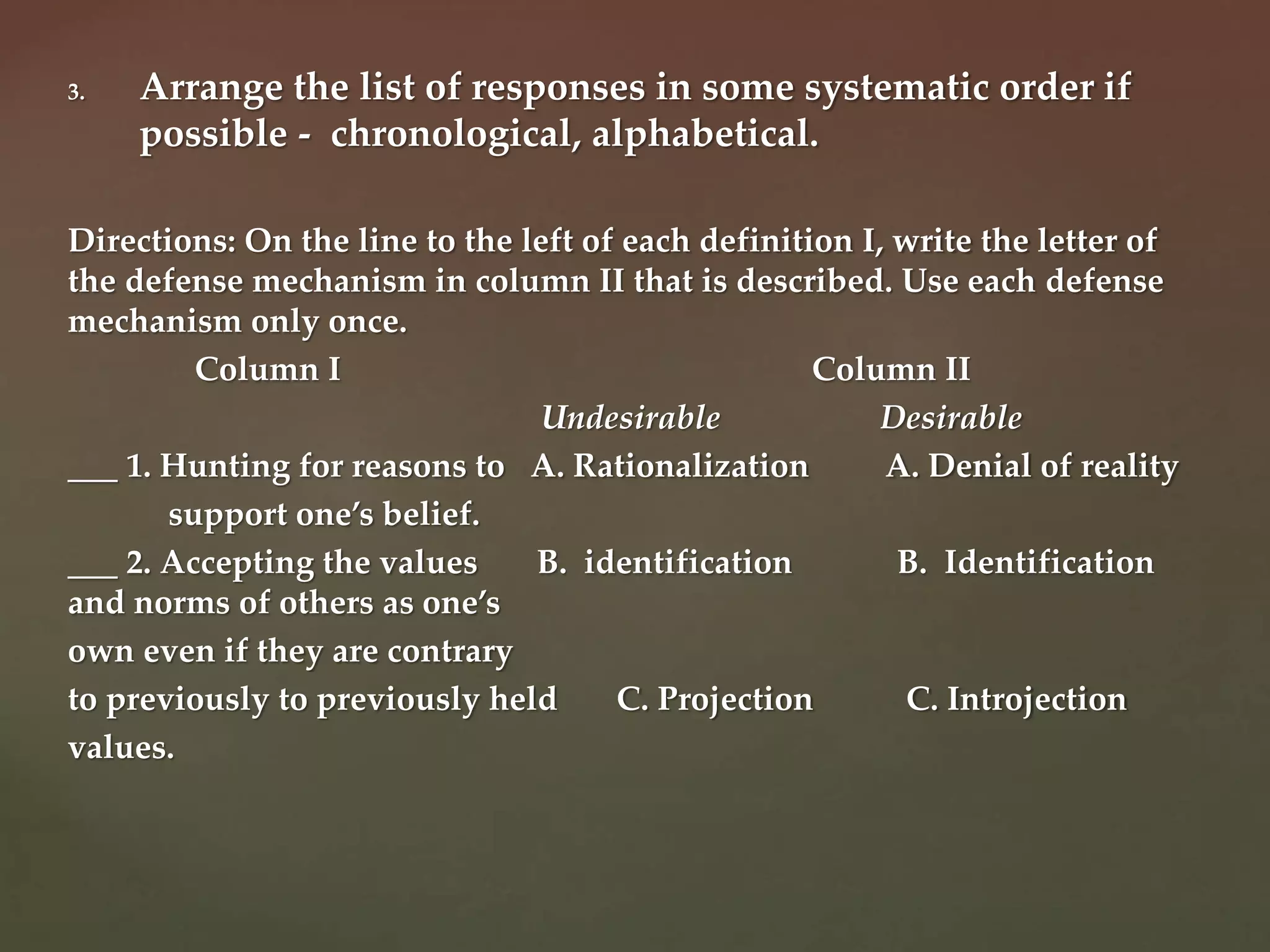 Matching test items | PPTX