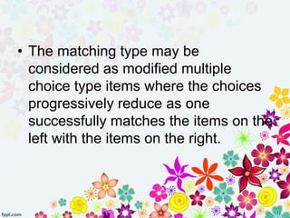 Matching type | PPTX | Educational Assessment | Education