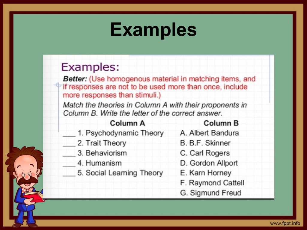 Matching type of evaluation
