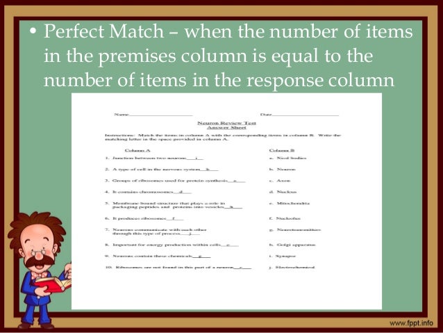 Matching type of evaluation