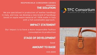 THE SOLUTION
We are specialised in production of leather handbags
in Italy, and now, we develop a new brand of handbags
ba...