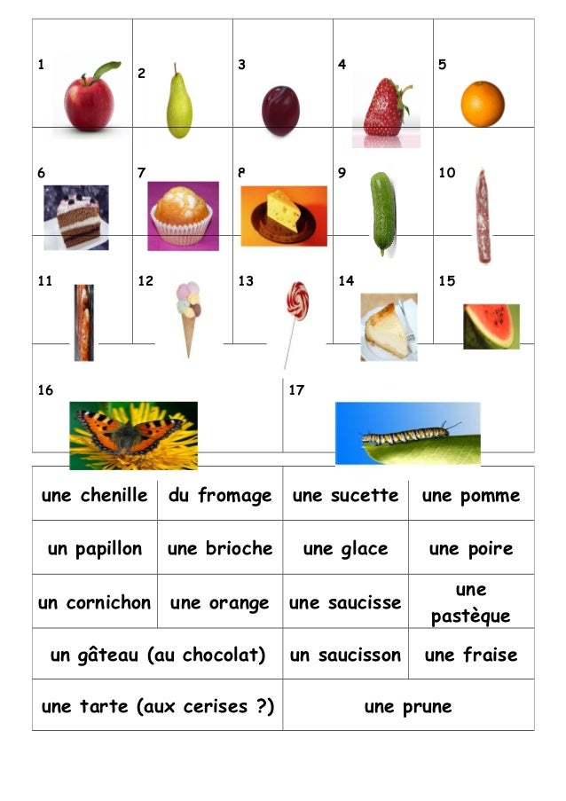 Match up words french