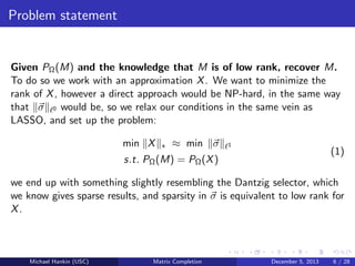 Matrix Completion Presentation | PDF