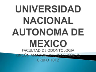 UNIVERSIDAD NACIONAL AUTONOMA DE MEXICO FACULTAD DE ODONTOLOGIA RINCÓN AMADOR RUBEN ALEJANDRO GRUPO 1012 