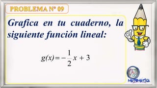 Grafica en tu cuaderno, la
siguiente función lineal:
g(x) = 4x – 3
 