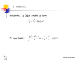 Elaborado por Elsa Guédez
aplicando [1] y [2]de la tabla se tiene:
c) Continuación…
En conclusión:
 