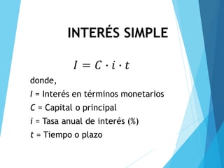 INTERÉS SIMPLE
 