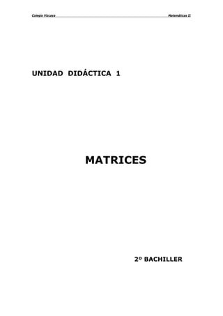 Colegio Vizcaya Matemáticas II
UNIDAD DIDÁCTICA 1
MATRICES
2º BACHILLER
 