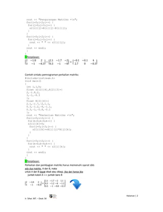 Konsep dan Terapan Matriks | PDF