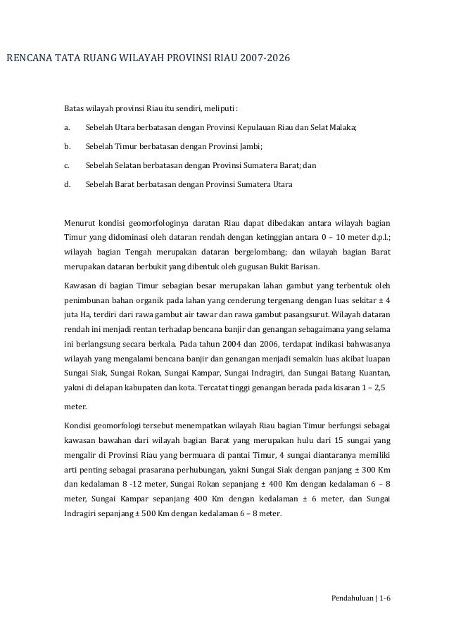 Materi Teknis Rtrw Provinsi Riau