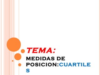 TEMA: 
MEDIDAS DE 
POSICION:CUARTILE 
S 
 