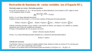 Derivación de funciones de varias variables (en el Espacio R3 ).
 
