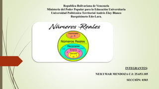 Republica Bolivariana de Venezuela
Ministerio del Poder Popular para la Educación Universitaria
Universidad Politécnica Territorial Andrés Eloy Blanco
Barquisimeto Edo-Lara.
INTEGRANTES:
NEILYMAR MENDOZA C.I: 25.653.105
SECCIÓN: 0303
 