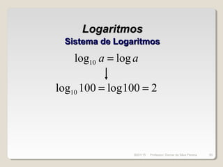 LogaritmosLogaritmos
Sistema de LogaritmosSistema de Logaritmos
aa loglog10 =
2100log100log10 ==
30/01/15 50Professor: Osmar da Silva Pereira
 