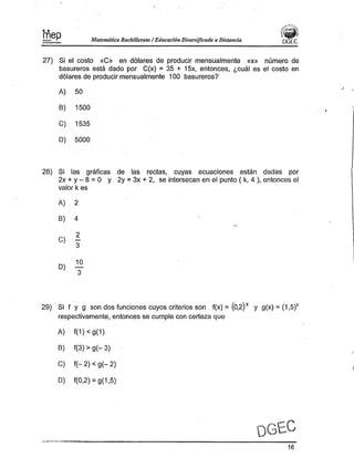 Examen Bachillerato Matemáticas 0-2013 