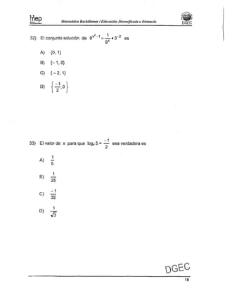 Examen Bachillerato Matemáticas 0-2013 