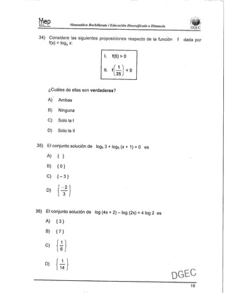 Examen Bachillerato Matemáticas 0-2013 