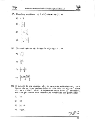 Examen Bachillerato Matemáticas 0-2013 