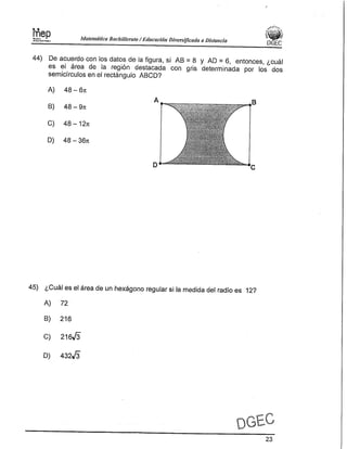 Examen Bachillerato Matemáticas 0-2013 